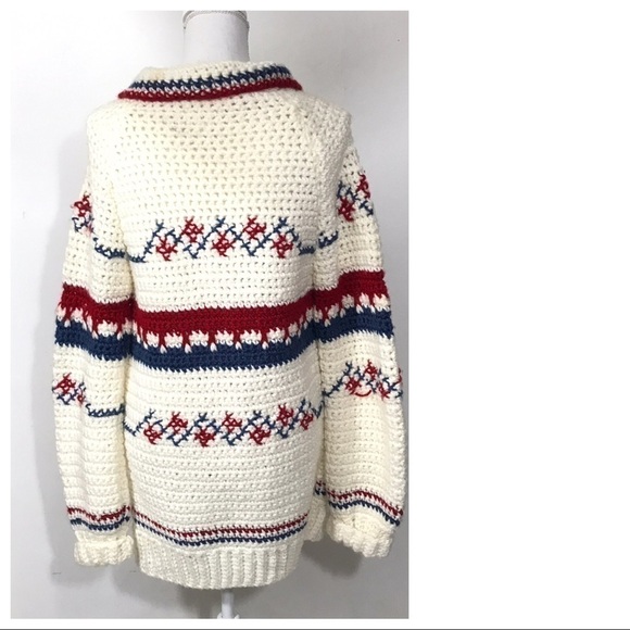 Vintage Handmade Crochet Long Cardigan 70s Style - Picture 2 of 8